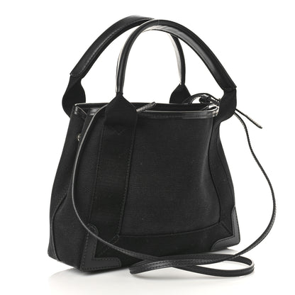 Balenciaga Cotton Canvas Calfskin Navy Cabas XS Black 4 of 10