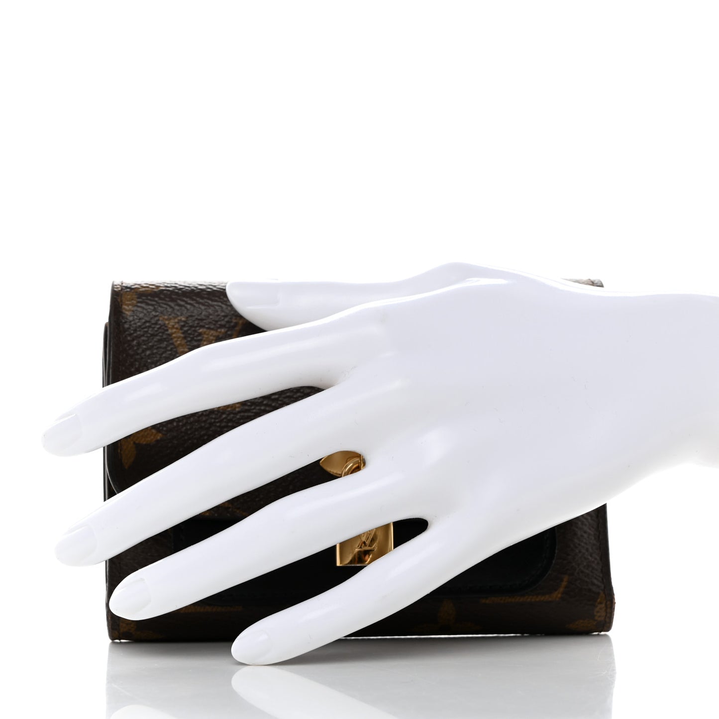 Monogram Flower Lock Compact Wallet Black