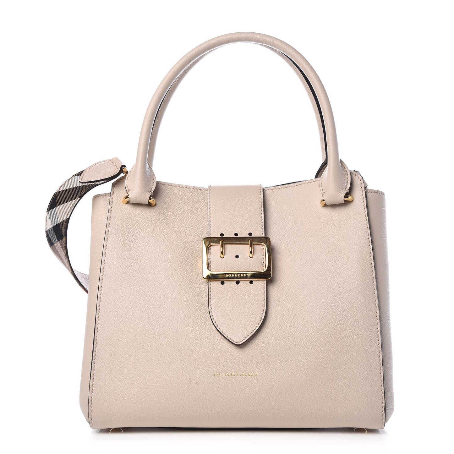 Soft Grain Calfskin Medium Buckle Tote Limestone