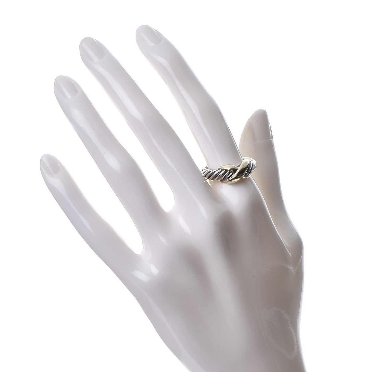 Sterling Silver 14K Yellow Gold X Ring 56 7.5