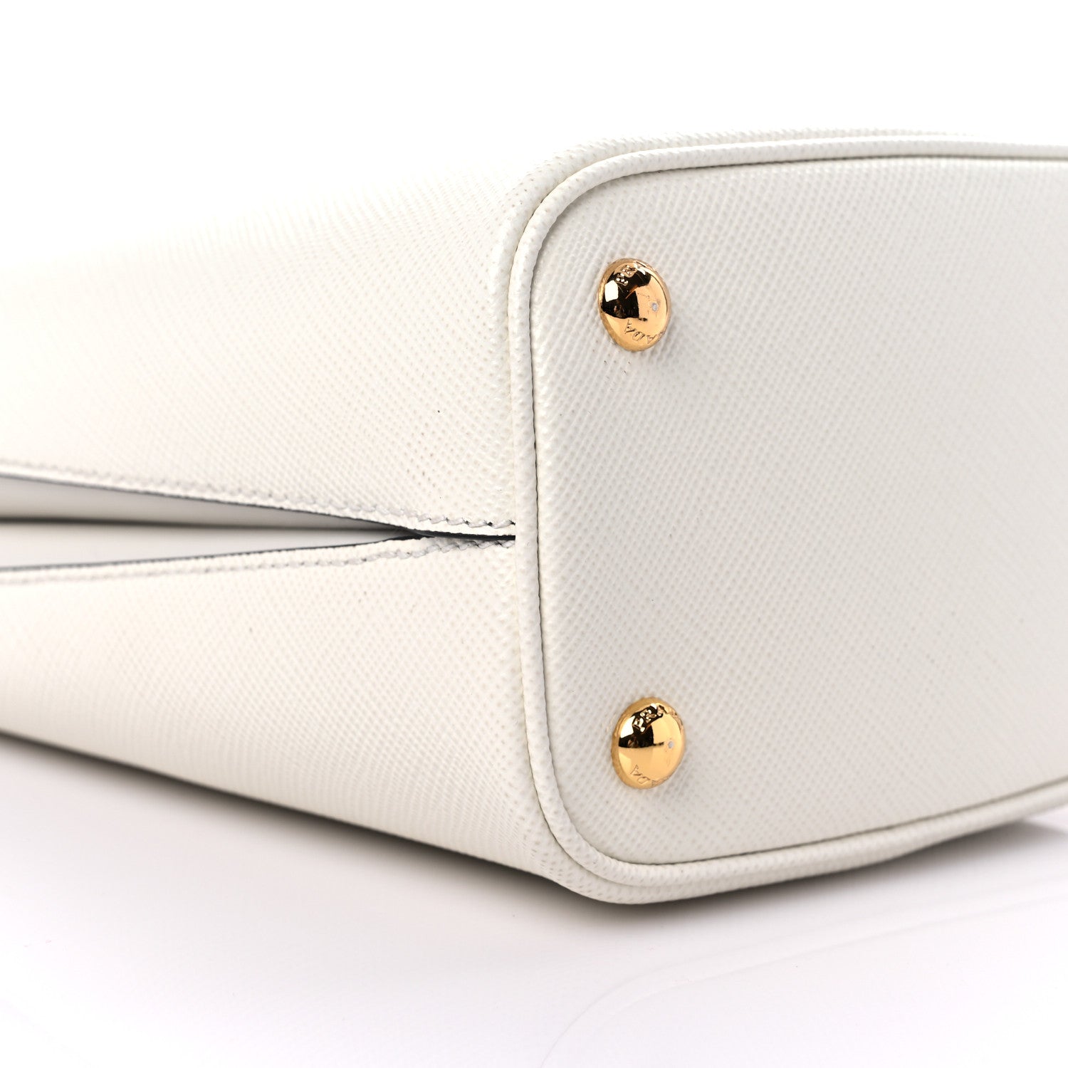 Prada Saffiano Cuir Calfskin Small Panier Bucket Bag White Black 7 of 11
