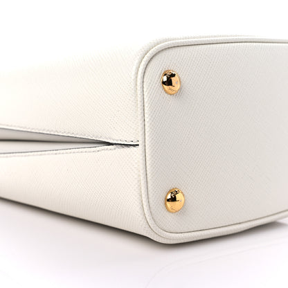 Prada Saffiano Cuir Calfskin Small Panier Bucket Bag White Black 7 of 11