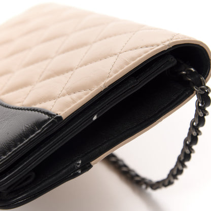 Chanel Aged Calfskin Quilted Gabrielle Wallet On Chain WOC Beige Black 11 of 14