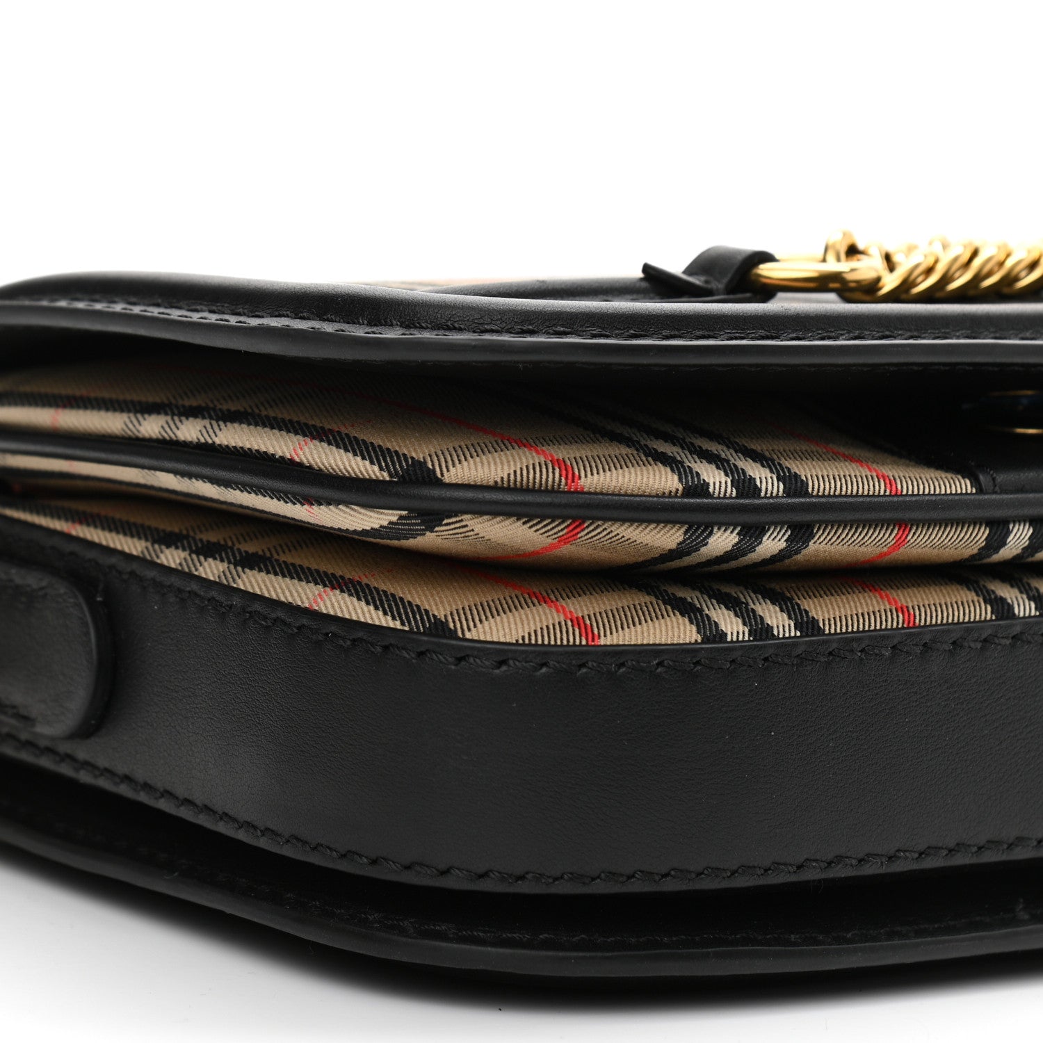 Burberry Smooth Calfskin 1983 Knight Check Link Shoulder Bag Black 8 of 10