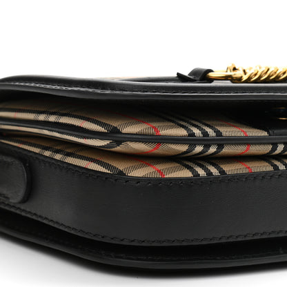 Burberry Smooth Calfskin 1983 Knight Check Link Shoulder Bag Black 8 of 10