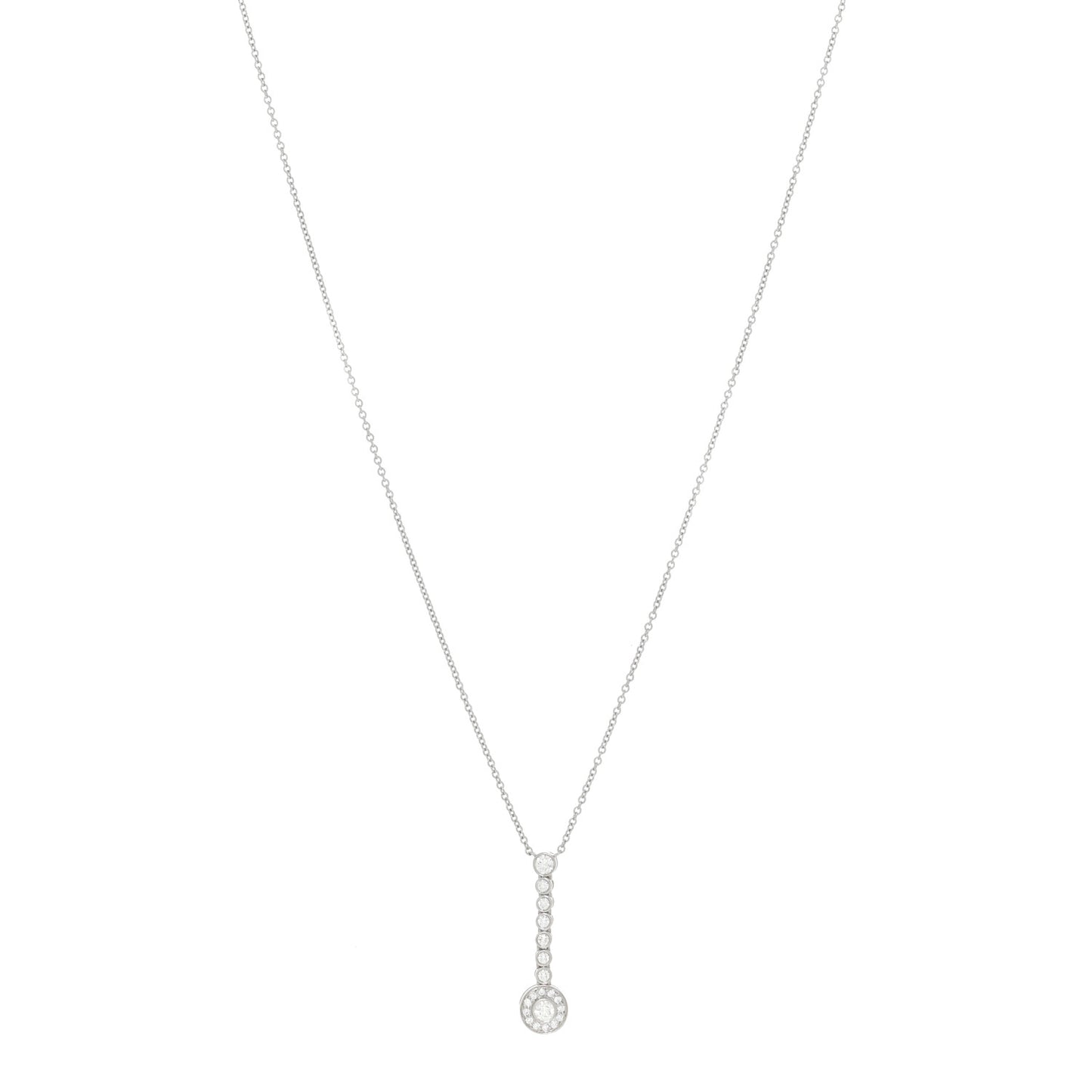 Platinum Diamond Circlet Drop Pendant Necklace