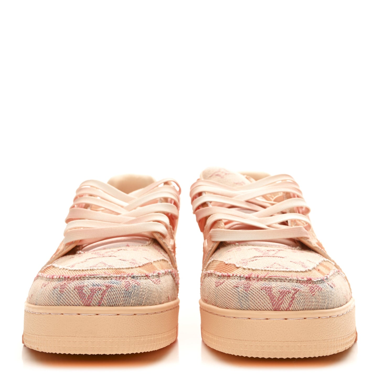 Monogram Denim Mens LV Trainer Sneakers 8 Orange
