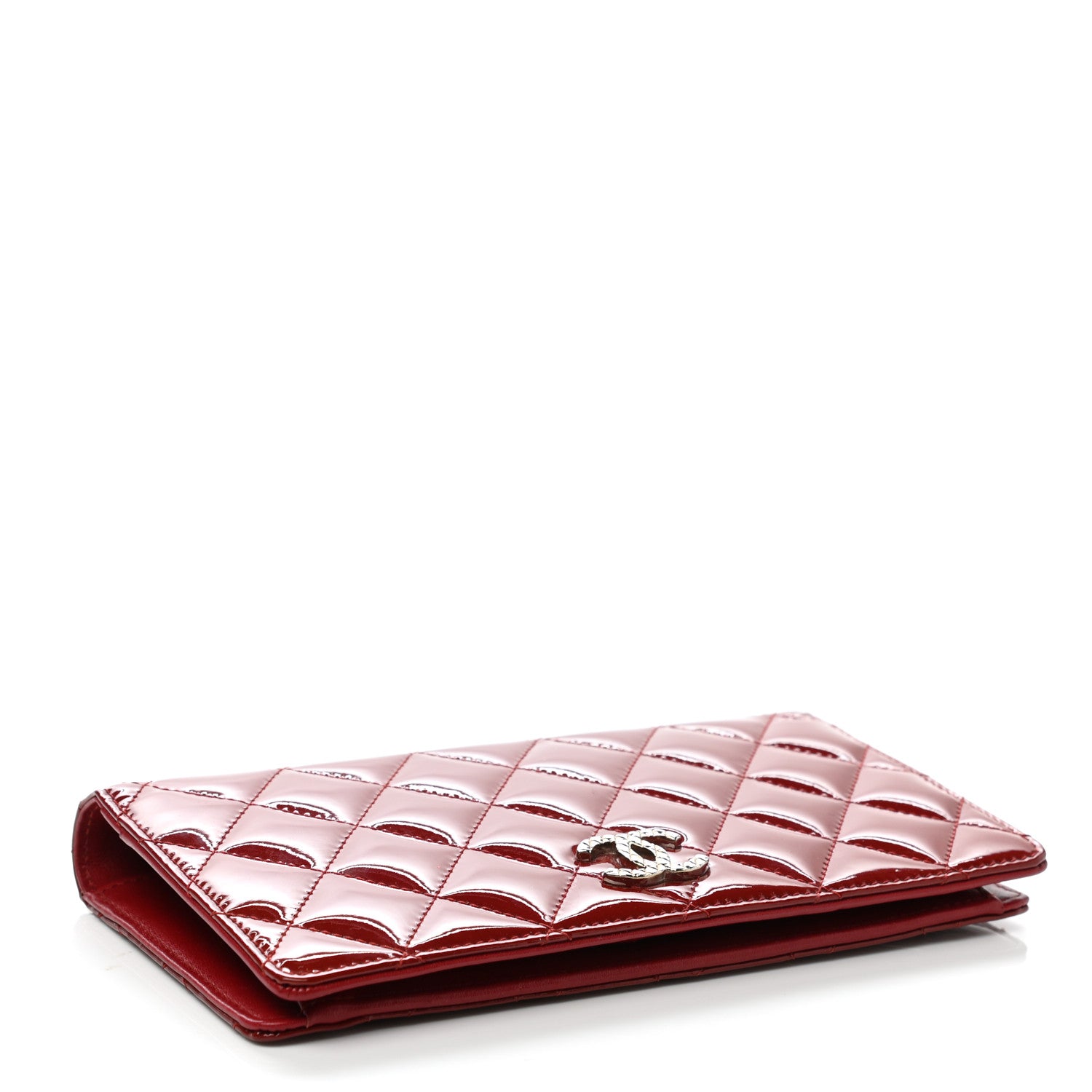 Chanel Patent Quilted Brilliant Yen Wallet Red 4 of 9