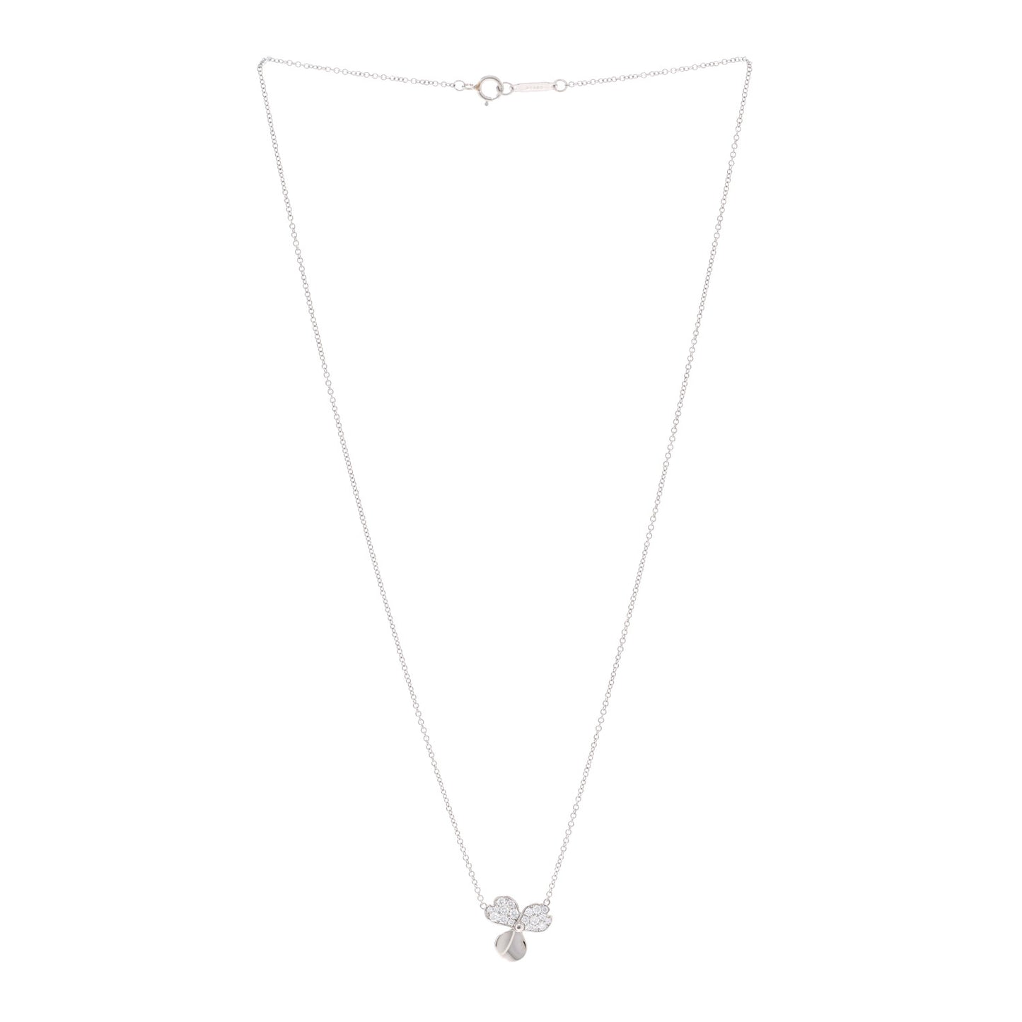 Platinum Diamond .17ctw Small Paper Flowers Pendant Necklace