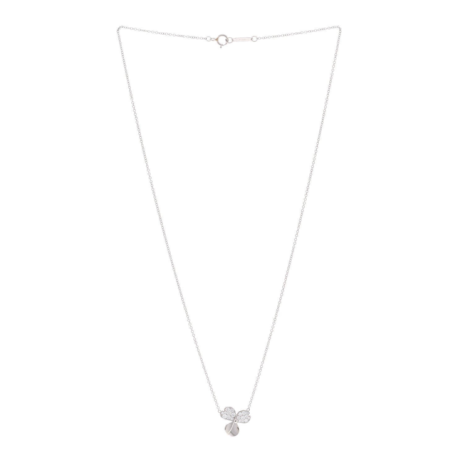 Tiffany Platinum Diamond .17ctw Small Paper Flowers Pendant Necklace 3 of 5