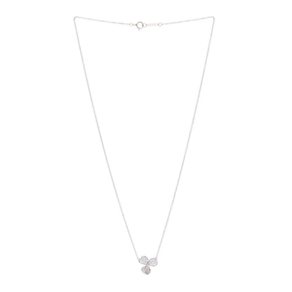 Tiffany Platinum Diamond .17ctw Small Paper Flowers Pendant Necklace 3 of 5