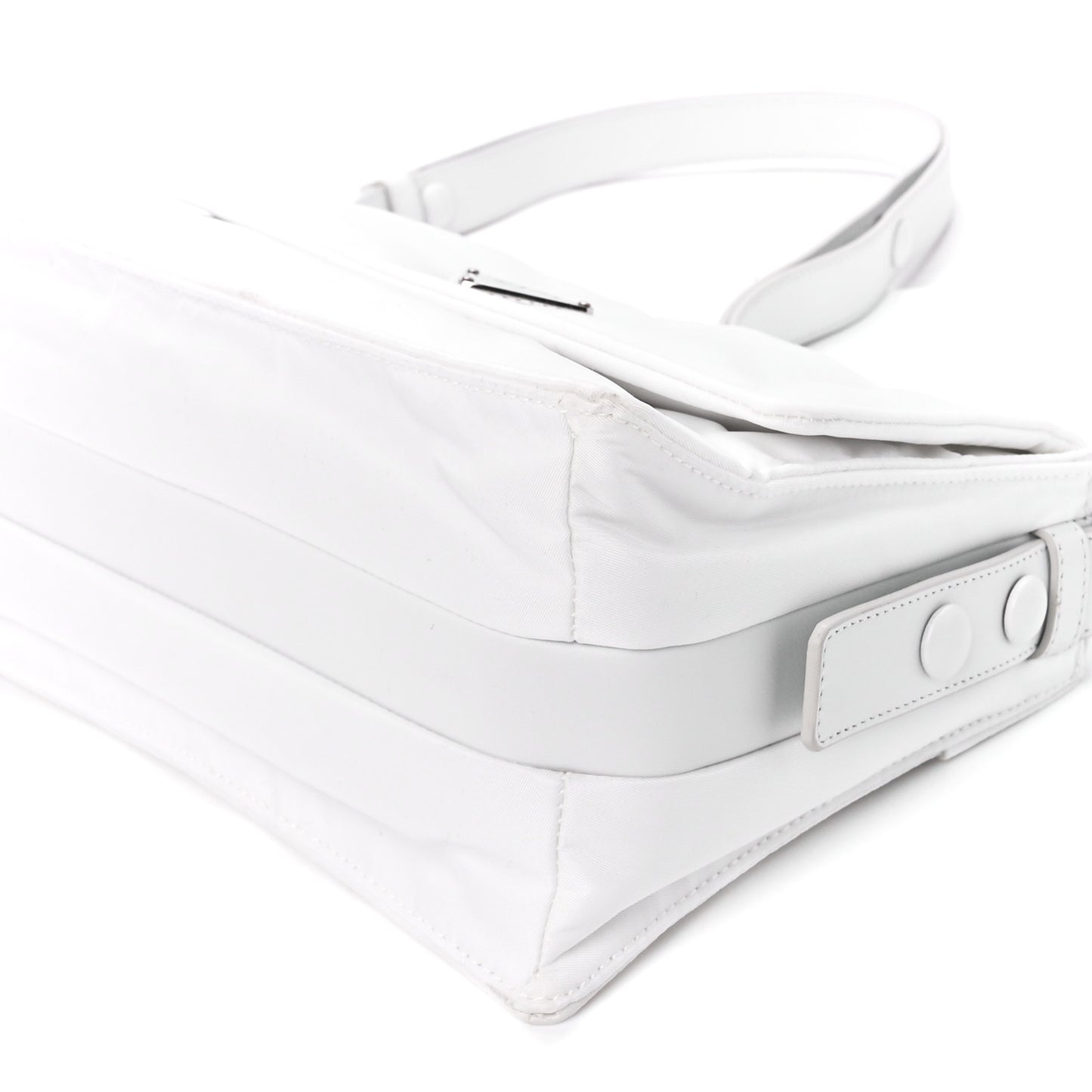 Re-Nylon Vitello Padded Small Flap Shoulder Bag White