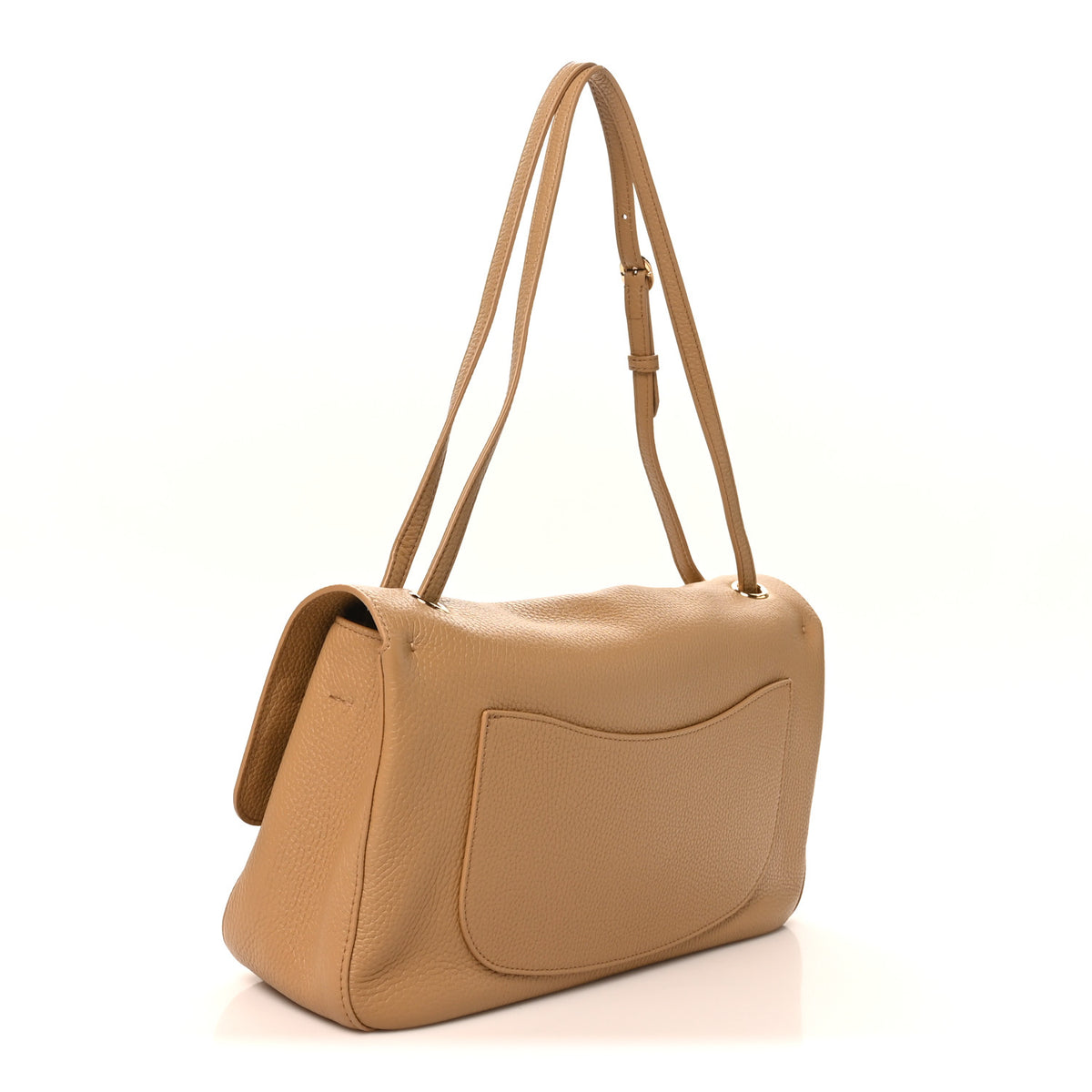 Grained Calfskin Small Souplissimo Maxi Flap Dark Beige