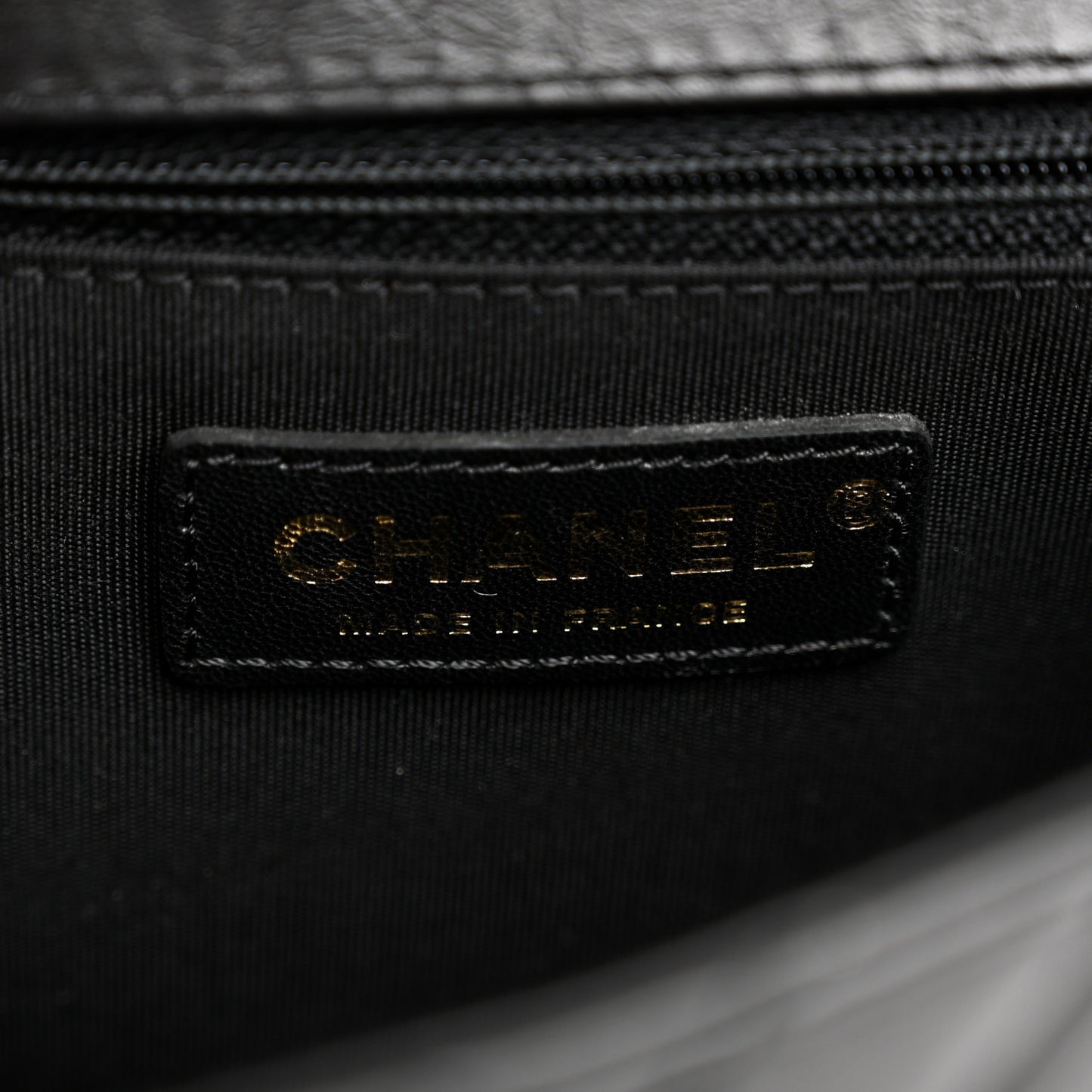 Calfskin Chevron Quilted Top Handle Flap Black