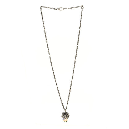 Gucci Metal Swarovski Crystal Lion Head Necklace Silver Iridescent 3 of 4