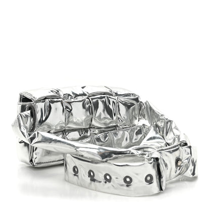 Bottega Veneta Metallic Lambskin Maxi Intrecciato Padded The Belt Cassette Bag Silver 3 of 13