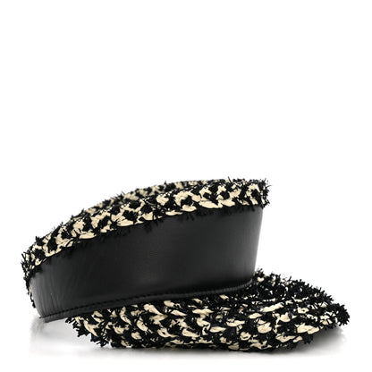 Chanel Abaca Cotton Ribbon Visor Black Beige 5 of 9