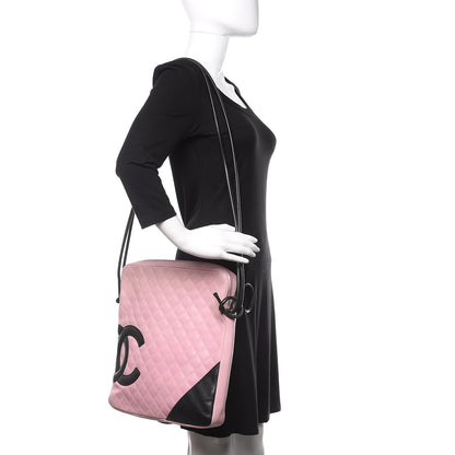 Chanel Calfskin Quilted Large Cambon Messenger Pink Black 2 of 11