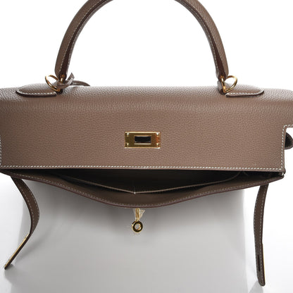 Hermes Togo Kelly Retourne 35 Etoupe 10 of 34