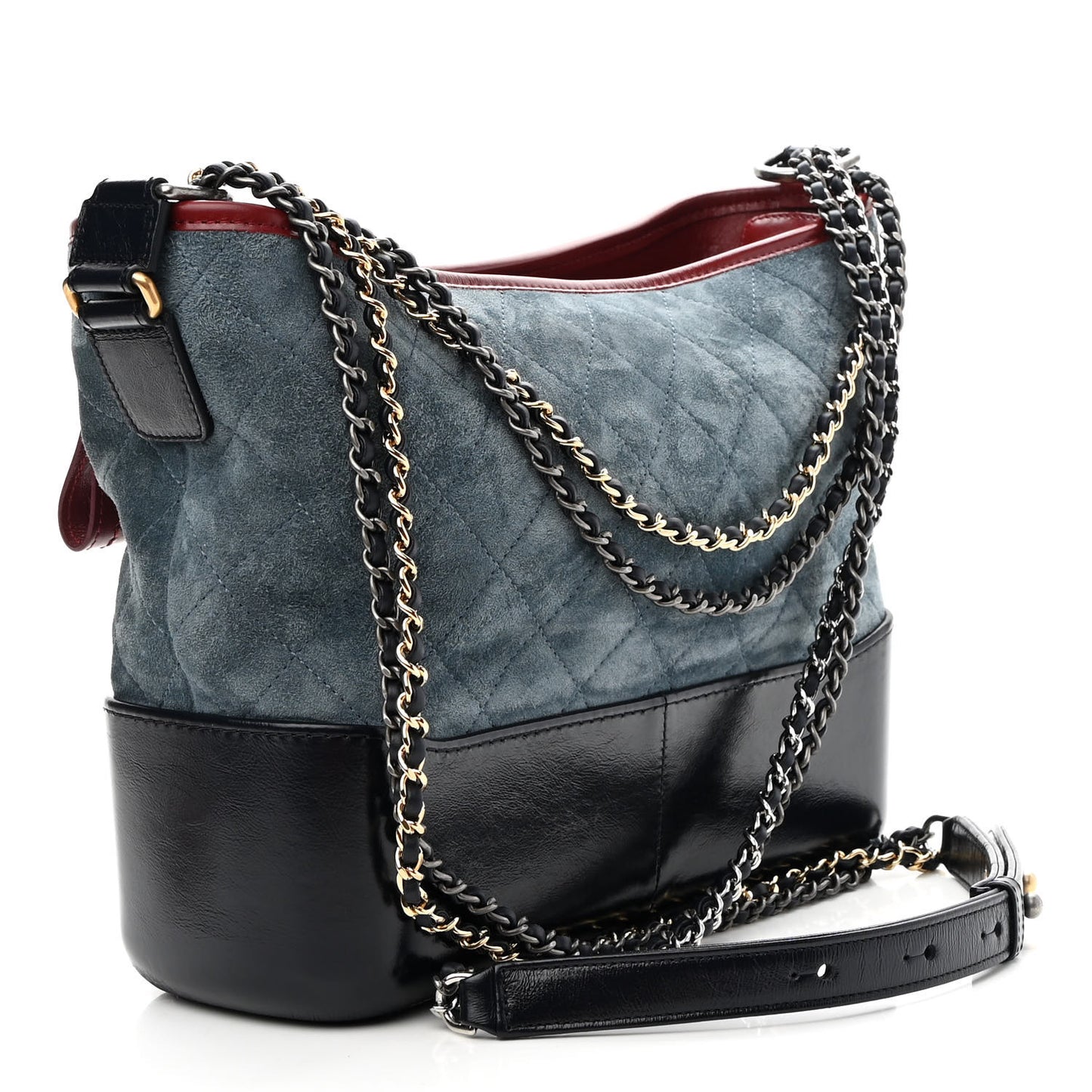Suede Calfskin Quilted Medium Gabrielle Hobo Blue