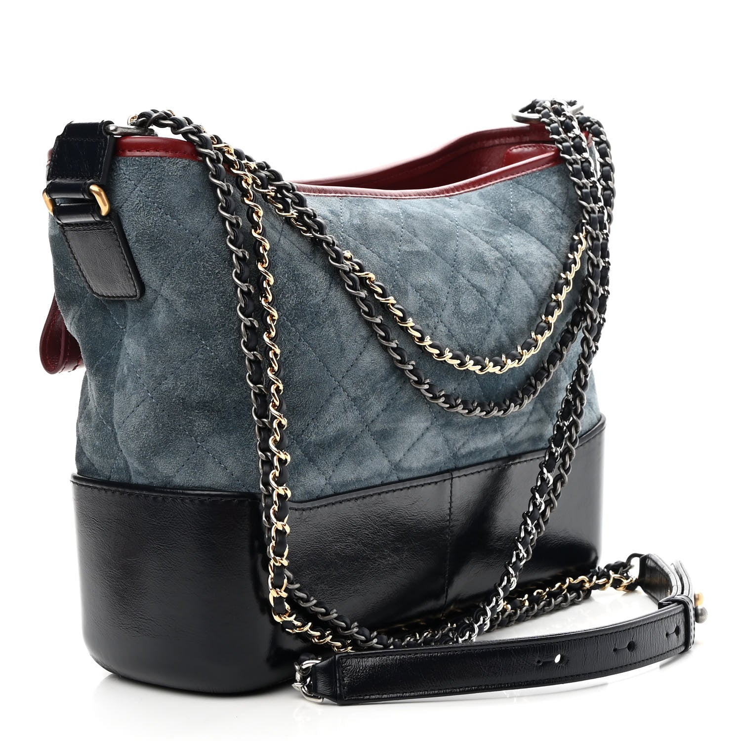 Chanel Suede Calfskin Quilted Medium Gabrielle Hobo Blue 3 of 9