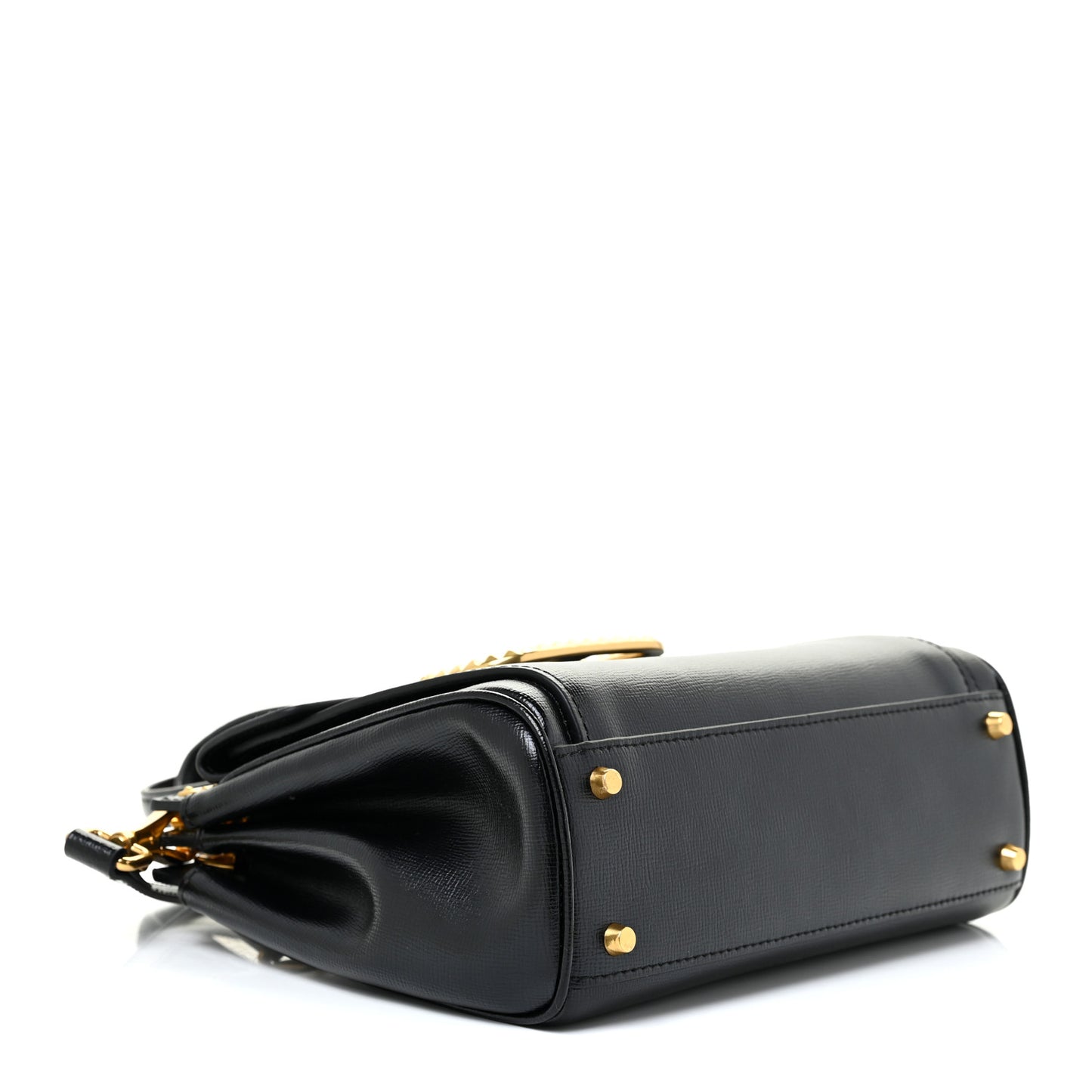 Grainy Calfskin Rockstud Medium Alcove Top-Handle Bag Black
