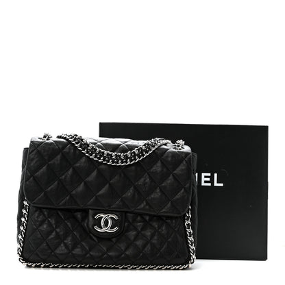 Chanel Washed Lambskin Quilted Maxi Chain Around Flap Black 12 of 12