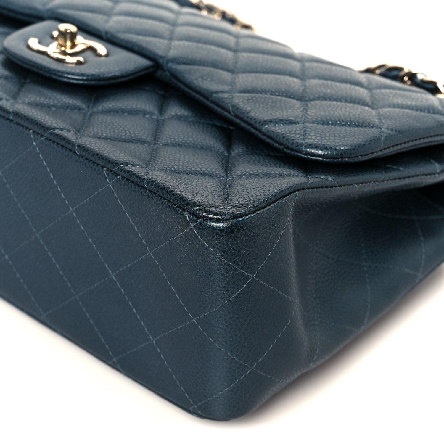 Chanel Metallic Caviar Quilted Jumbo Double Flap Dark Blue 11 of 11