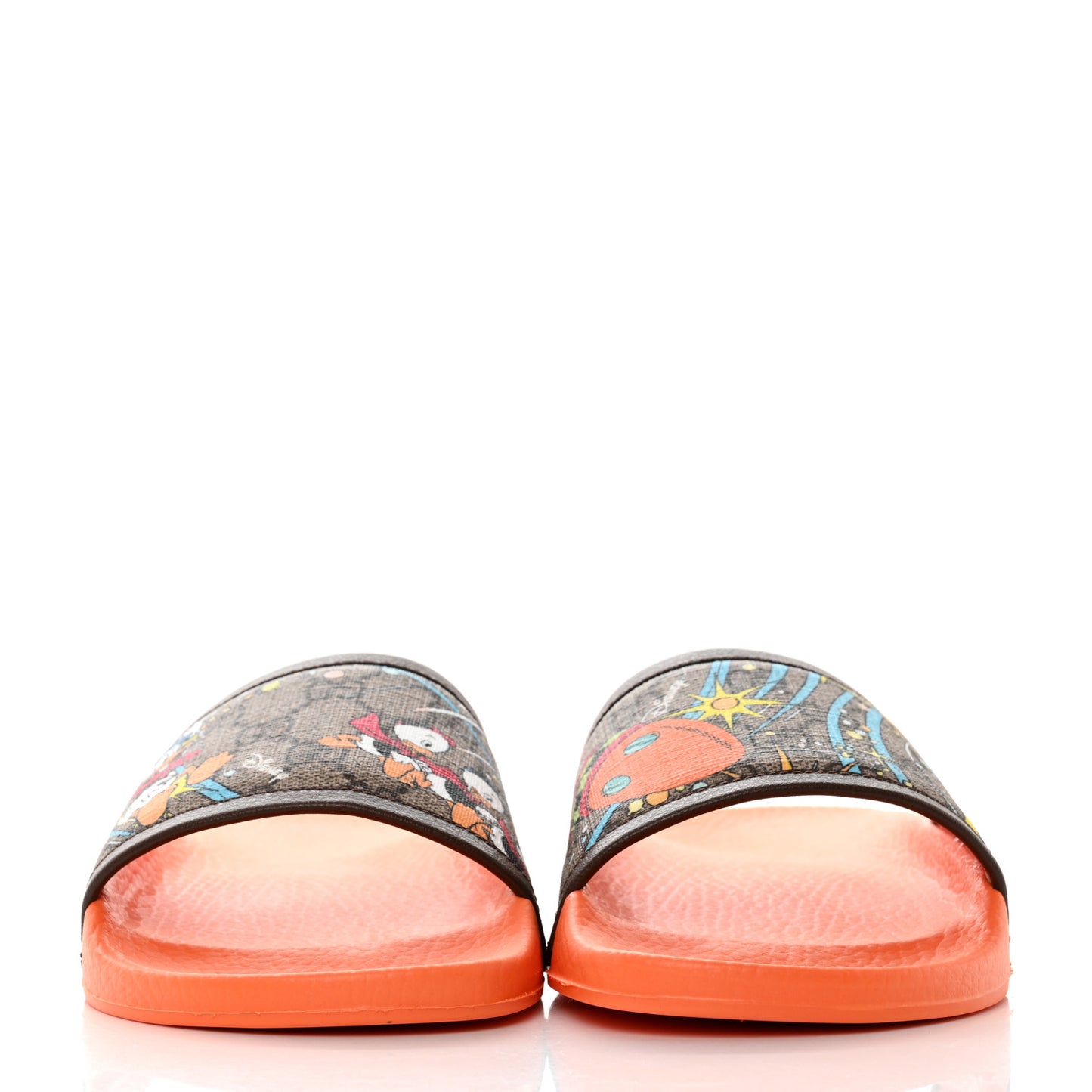 X DISNEY GG Supreme Monogram Donald Duck Mens Slide Sandals 38 Beige Ebony New Acero