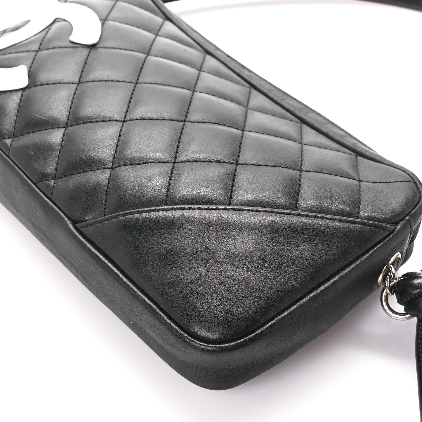 Calfskin Quilted Cambon Pochette Black White