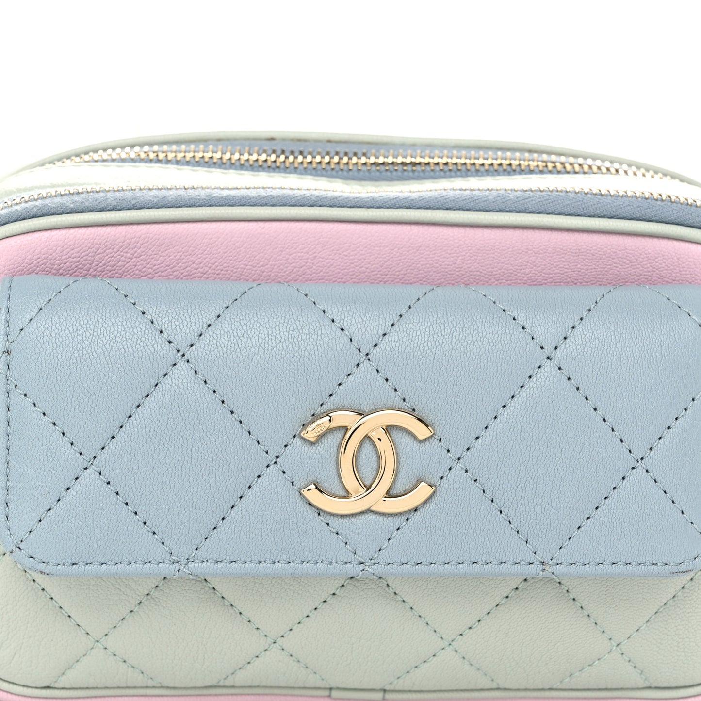 Goatskin Quilted Waist Bag Green Blue Pink