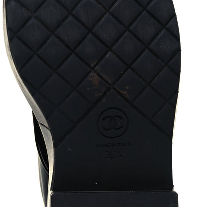 Chanel Shiny Calfskin Pearl Lace Up Combat Short Boots 38.5 Black 6 of 8