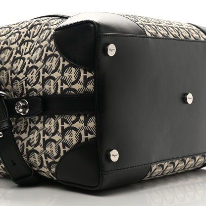 Salvatore Ferragamo Canvas Calfskin Gancini Weekender Bag Black 7 of 8