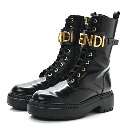 Fendi Vitello Abrasivato Fendigraphy 50mm Biker Boots 39.5 Black 3 of 12