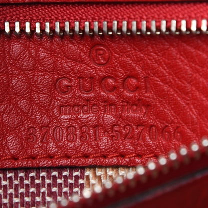 Gucci Cellarius Calfskin Small Bamboo Daily Top Handle Bag Hibiscus Red 6 of 13