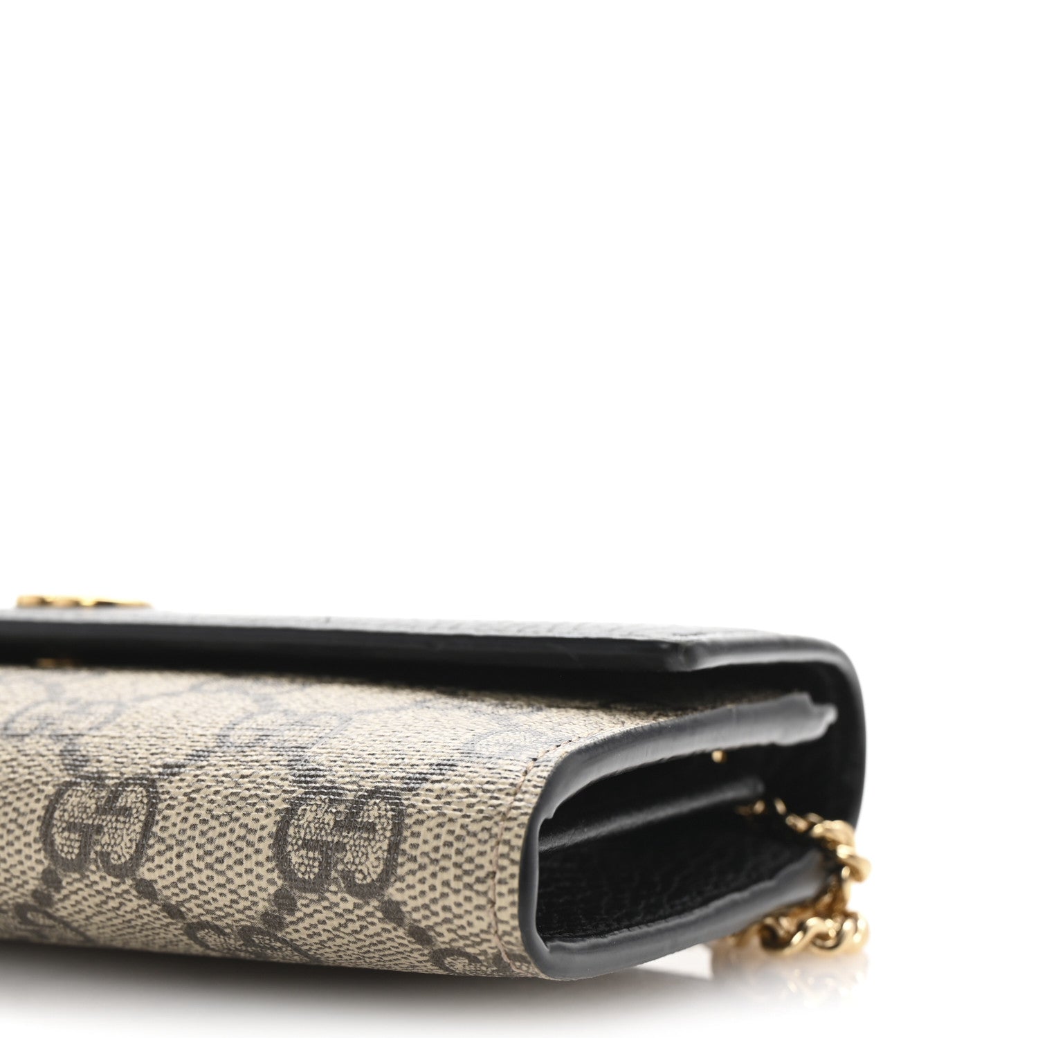 Gucci Dollar Calfskin GG Supreme Monogram Petite GG Marmont Wallet Chain Bag Black Beige Ebony 10 of 11