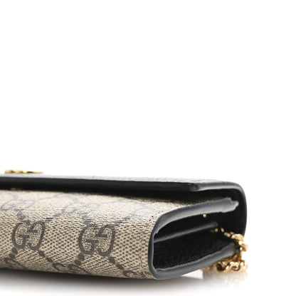 Gucci Dollar Calfskin GG Supreme Monogram Petite GG Marmont Wallet Chain Bag Black Beige Ebony 10 of 11