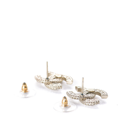 Chanel Crystal Timeless CC Earrings Light Gold 3 of 6