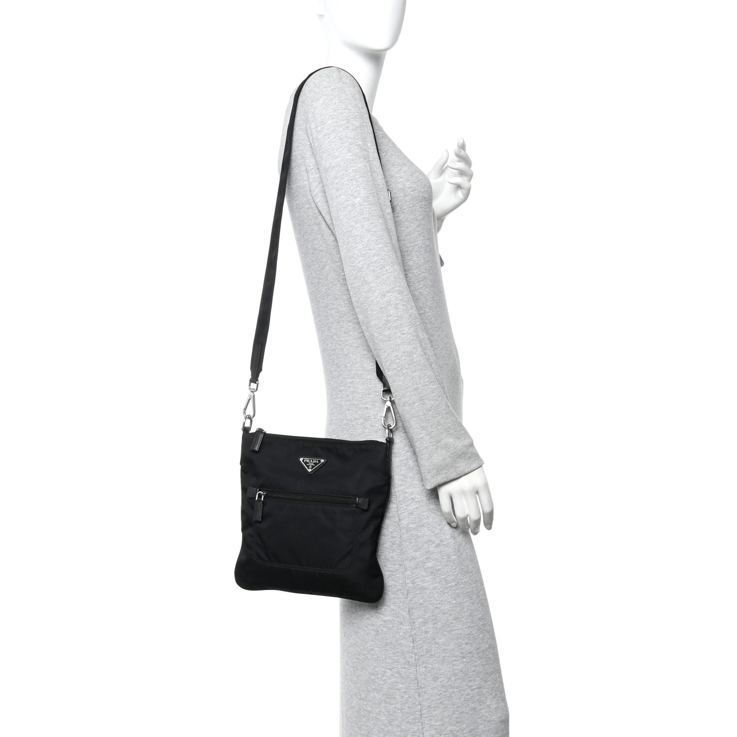 Prada Tessuto Nylon Saffiano Flat Messenger Bag  Black 3 of 21