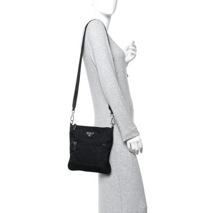 Prada Tessuto Nylon Saffiano Flat Messenger Bag  Black 3 of 21