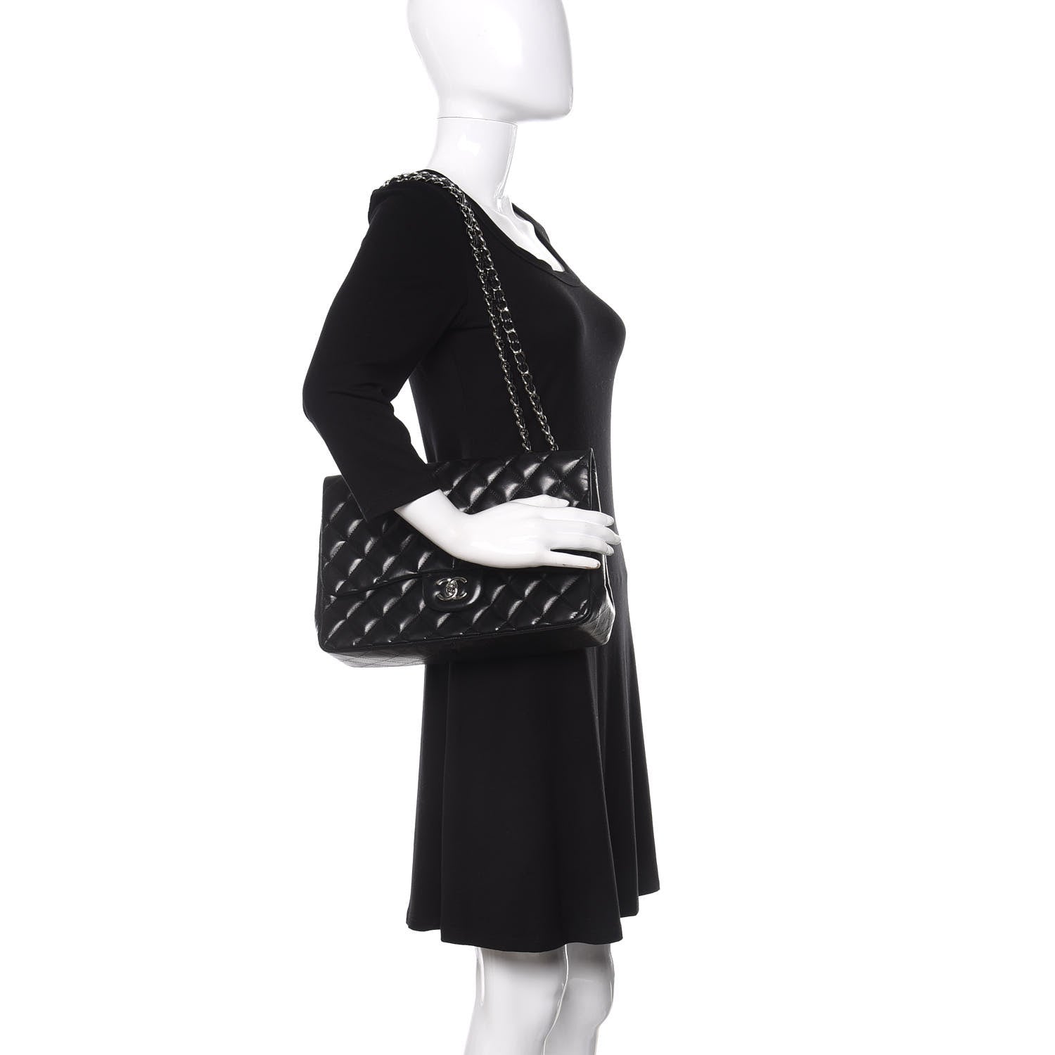 Chanel Lambskin Quilted Jumbo Single Flap Black 2 of 12
