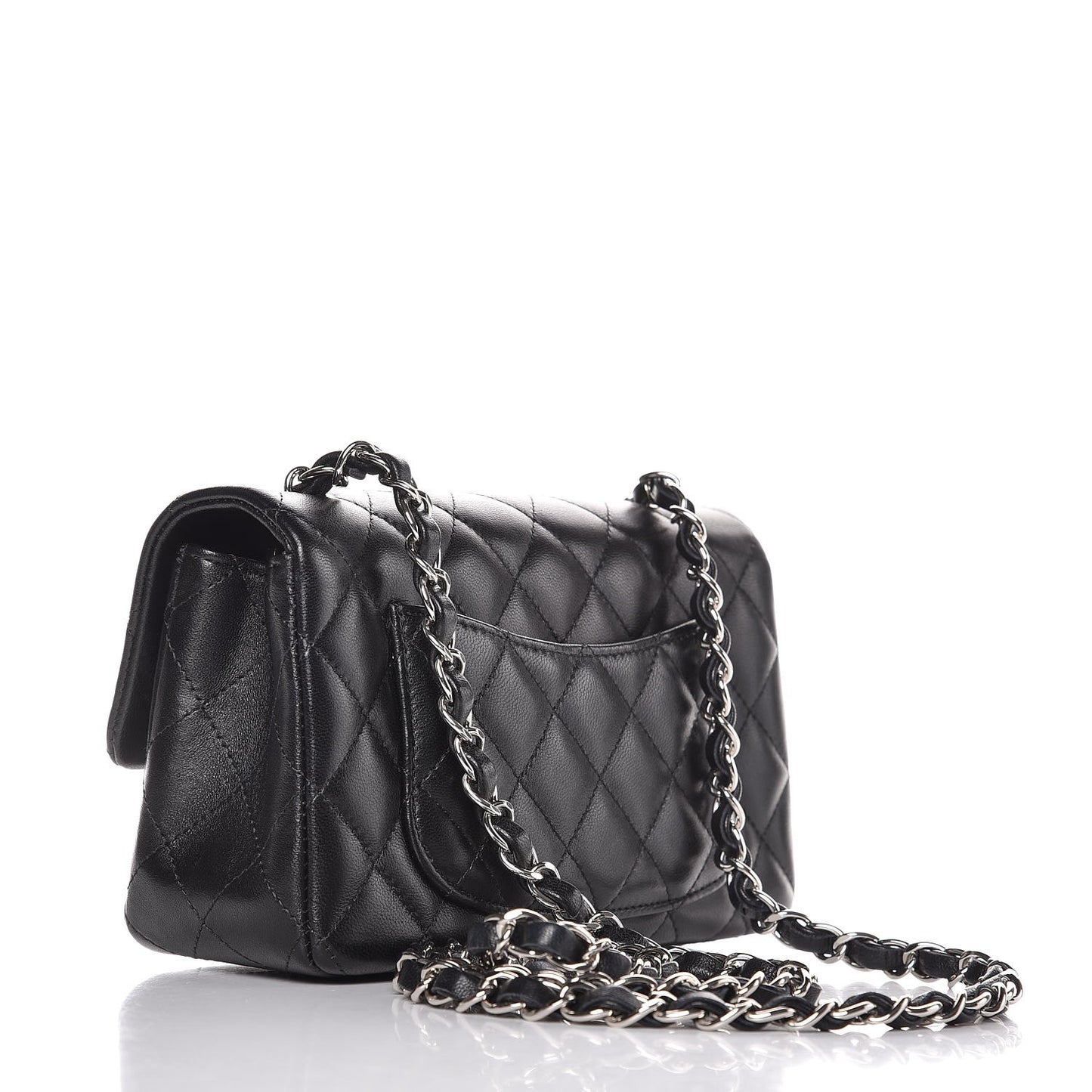 Lambskin Quilted Mini Rectangular Flap Black