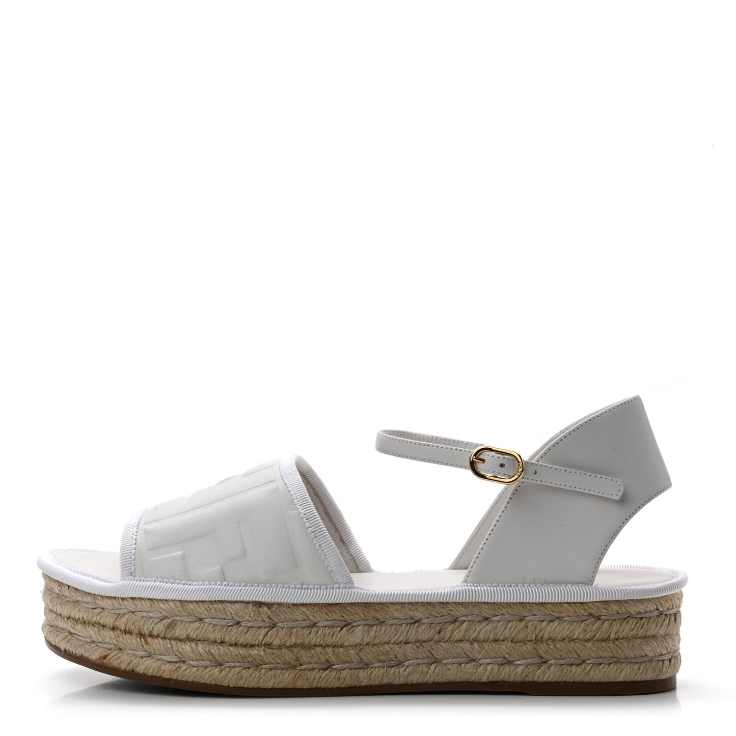 Nappa FF Embossed Espadrille Platform Sandals 35.5 Snow