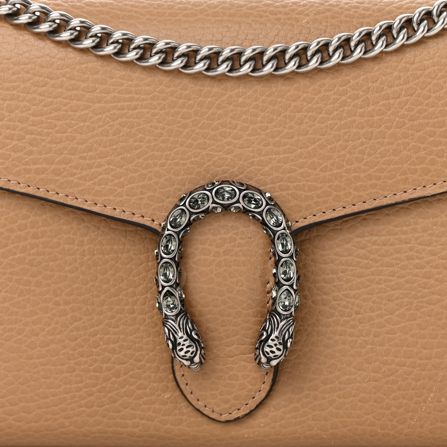 Gucci Dollar Calfskin Crystal Mini Dionysus Chain Wallet Natural Tan Black Diamond 8 of 11