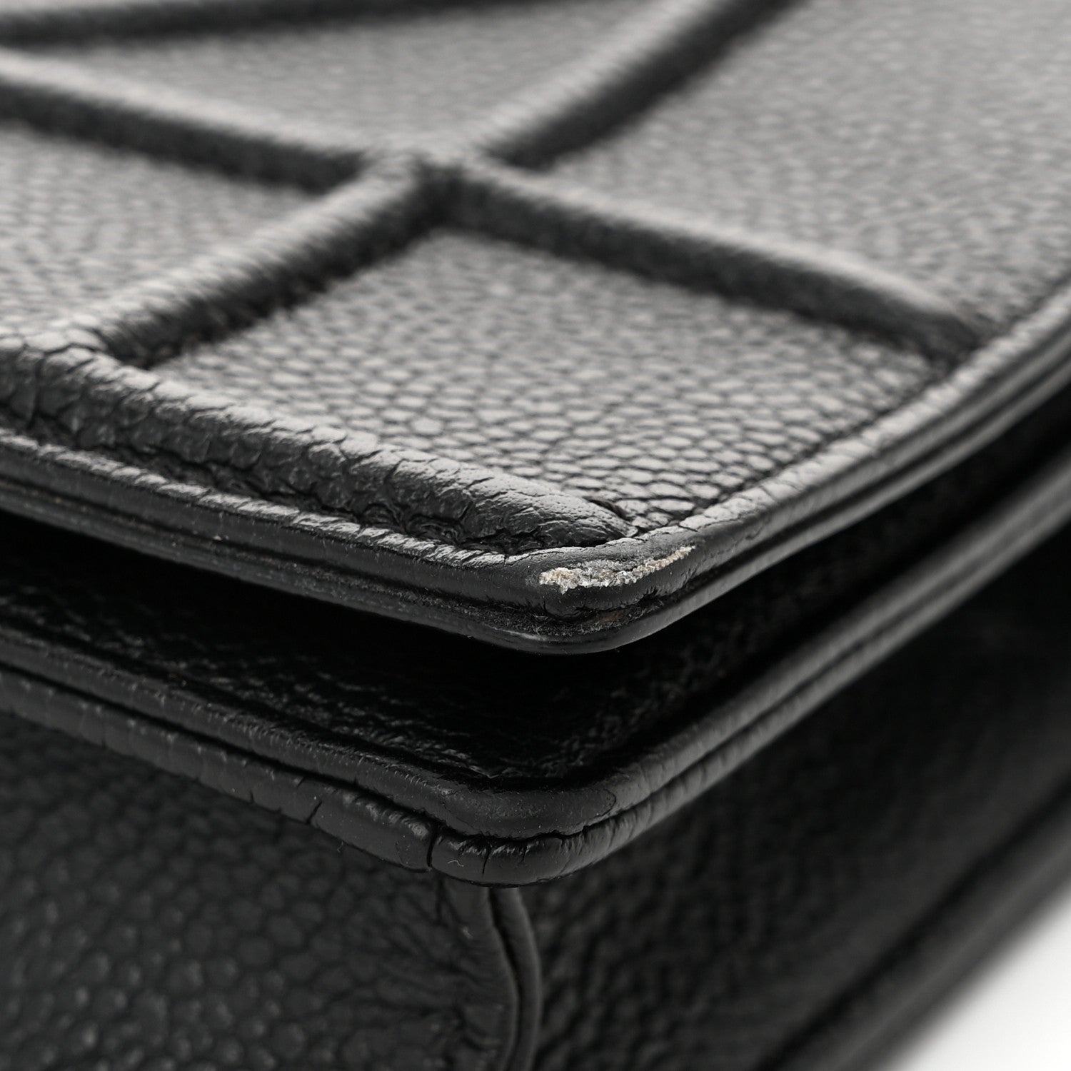 Christian Dior Grained Calfskin Diorama Wallet on Chain Pouch Black 11 of 11