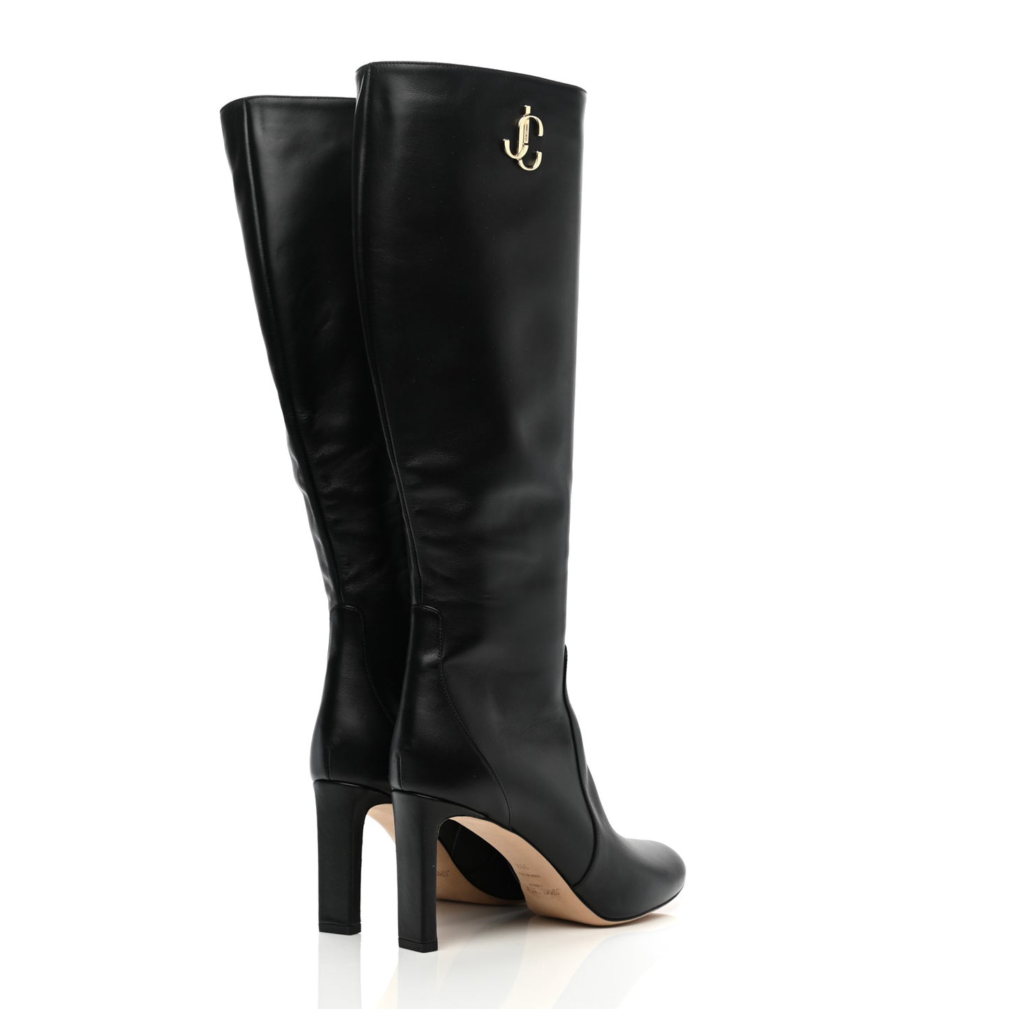 Shiny Calfskin Mahesa 85 Knee High Boots 39.5 Black