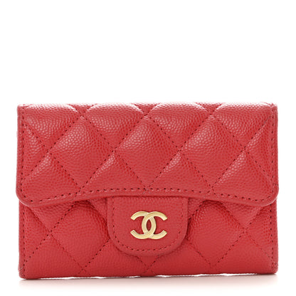 Chanel Caviar Quilted Flap Card Holder Wallet Red 1 of 10