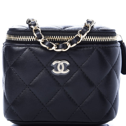 Chanel Lambskin Quilted Mini Vanity Case With Chain Black 10 of 11