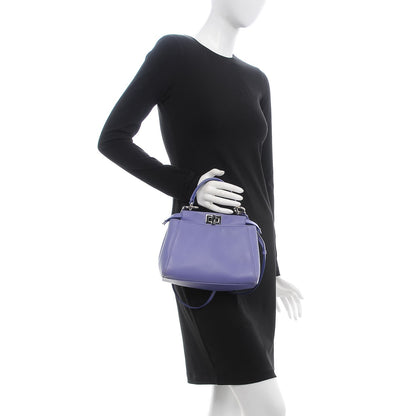 Fendi Nappa Mini Peekaboo Iconic Satchel Viola Cassis 3 of 13