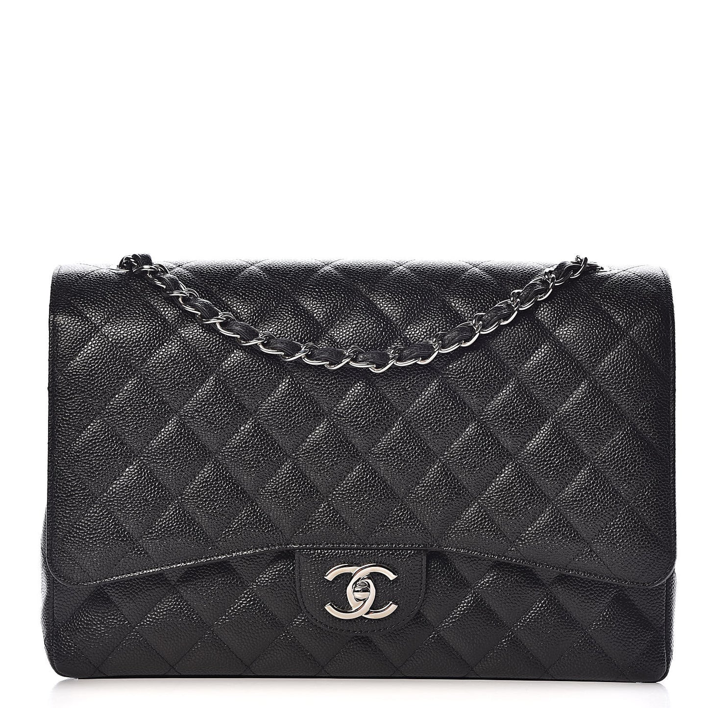 Caviar Quilted Maxi Double Flap Black